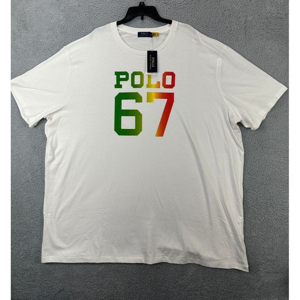 Polo Ralph Lauren T-Shirt Adult 4XLT Tall White Polo 67 Short Sleeve Tee Men NEW